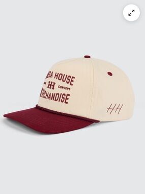 Huega House hat, two tone maroon and cream